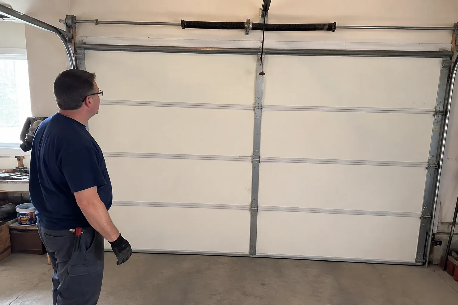 Illustrative garage doors scene — Off-Track Garage Door Reset, Brooke